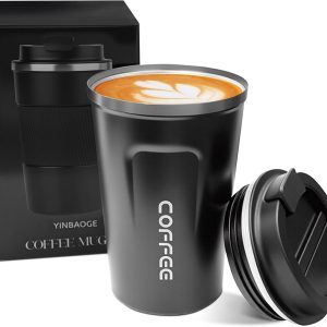 Yinbaoge Reusable Thermal Coffee Cup with Lid for Hot Tumblers & Water Glasses